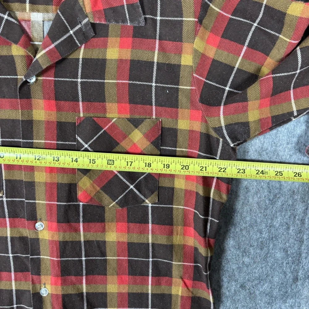 True Vintage Hunter's‎ Lane Lightweight Flannel Shirt Men's Large Brown Orange